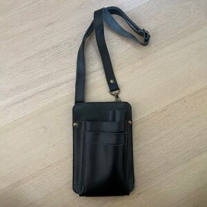 Leather gardening tools bag - Black